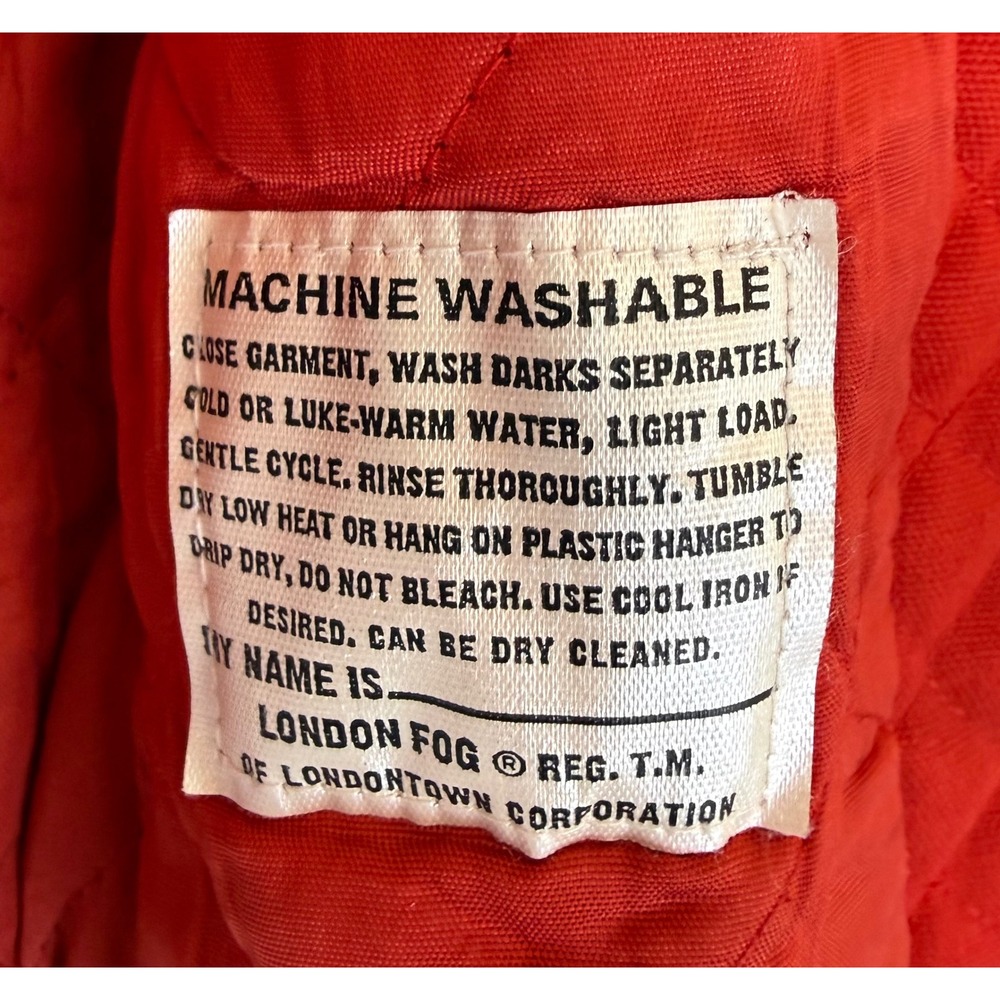 Vtg LONDON FOG Red Quilted Coat Jacket Floral Embroidery Detachable Hood Size 2 - Picture 8 of 14